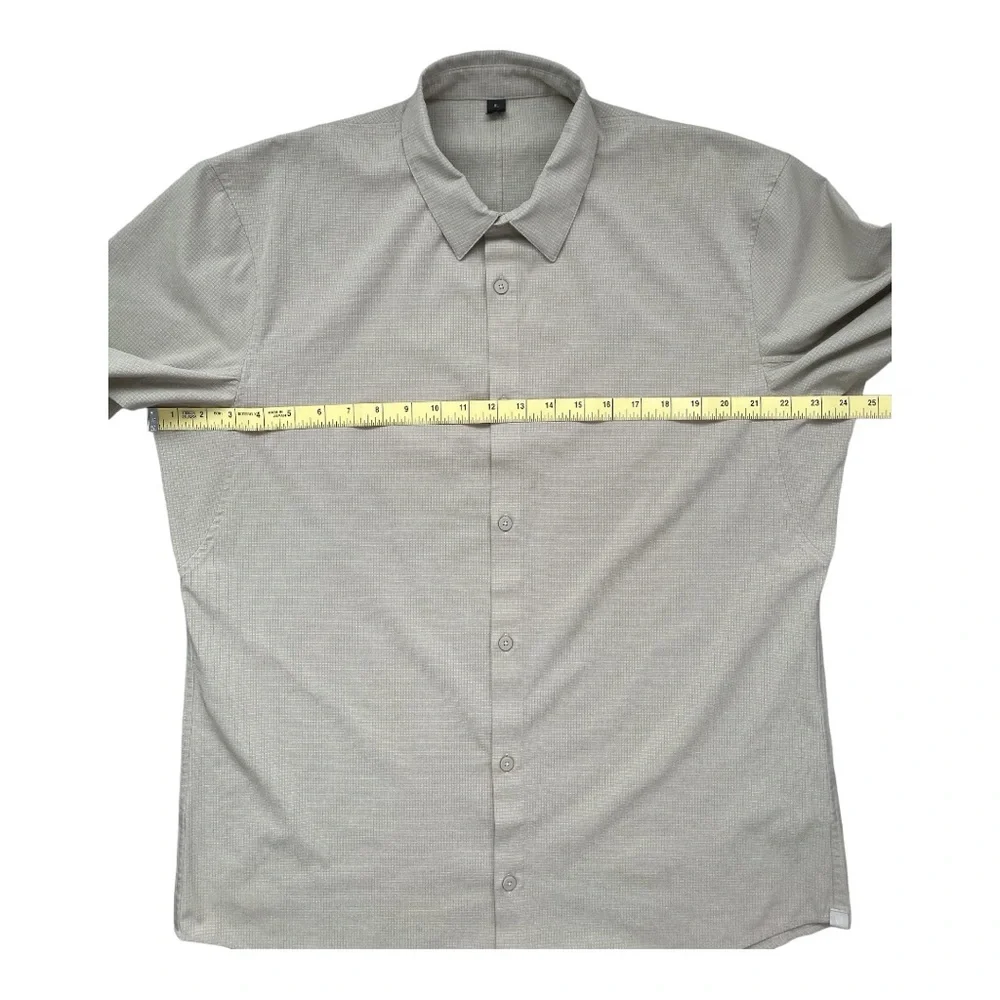 Lululemon Airing Short Sleeve Button Down Shirt, Tan, Size X Large - Picture 3 of 6